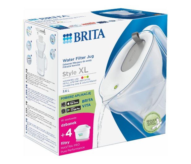 Brita Dzbanek filtrujący STYLE XL 3,6L szary + 4 wkłady MAXTRA PRO - 1260527 - zdjęcie 4